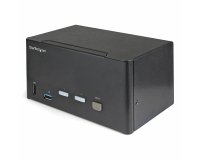 StarTech.com Commutateur KVM DisplayPort 2 Ports pour 3 Moniteurs - 4K 60Hz UHD HDR - KVM de Bureau DP 1.2 avec Hub USB 3.0 2 ports (5Gbps) et 4 Ports USB 2.0 HID, Audio - Commutation par Touches - TAA
