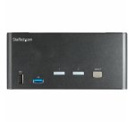 StarTech.com Commutateur KVM DisplayPort 2 Ports pour 3 Moniteurs - 4K 60Hz UHD HDR - KVM de Bureau DP 1.2 avec Hub USB 3.0 2 ports (5Gbps) et 4 Ports USB 2.0 HID, Audio - Commutation par Touches - TAA