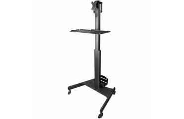 StarTech.com Carrito Ergonómico con Ajuste de Altura para Estación de Trabajo Móvil - con Soporte VESA para Monitor - con Soporte para CPU - con Bandeja para Teclado - Workstation Móvil con Ruedas