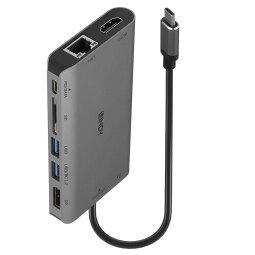 Base para portátil y replicador de puertos Alámbrico USB 3.2 Gen 1 (3.1 Gen 1) Type-C Negro, Gris Lindy 43323