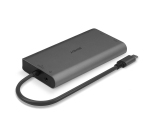 Lindy DST-Mini XT, Mini Docking Station USB-C pour Laptop pour un écran (4K) ou deux écrans (Full HD) & charge 100W