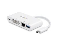 StarTech.com Adaptateur Multiport USB C - Adaptateur Vidéo USB-C vers DVI-D (numérique) avec 60W PD Passthrough Charging, GbE, USB-A - Station d'Accueil Portable pour PC USB Type-C et Thunderbolt 3