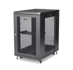 StarTech.com Armadio Rack 19" 18U su Ruote a 4 Montanti, Server Rack 19 Pollici Mobile con Ripiano 1U e pannelli laterali con serratura. Rack Dati Ventialta con Profondità di montaggio regolabile