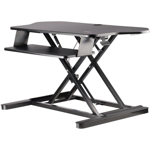 StarTech.com Convertidor Escritorio de Pie y Sentado de Esquina - con Bandeja para Teclado - con Superficie de 89cm x 53cm - Escritorio Ergonómico de Altura Ajustable - para Dos Monitores