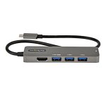 StarTech.com Adaptateur Multiport USB-C - Adaptateur USB-C vers HDMI 2.0b 4K 60Hz (HDR10), Alimentation 100W Passthrough, Hub 4 Ports USB 3.0 - Mini Dock USB Type-C - Câble Intégré 30cm