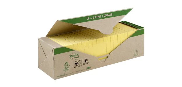 Bloc-note adhésif Recycling notes, 76 x 76 mm, jaune