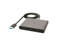 StarTech.com Adaptador USB 3.0 a 4 Puertos HDMI - Tarjeta Gráfica y de Vídeo Externa - Dongle Llave USB-A a 4x HDMI - 1080p a 60Hz - Conversor Multimonitor USB a HDMI - Solo para Windows