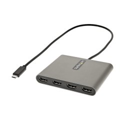 StarTech.com Adaptador USB-C a 4 Puertos HDMI - Tarjeta Gráfica y de Vídeo Externa - Dongle Llave USB Tipo C a 4x HDMI - 1080p a 60Hz - Conversor Multimonitor USB a HDMI - Solo para Windows