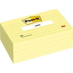 Lot de 12 blocs repositionnables 635CY 100 feuilles lignées. Format 7,6 x 12,7cm. Coloris Jaune