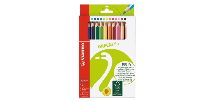 Crayon de couleur GREENtrio, épais, étui en carton