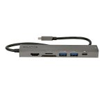 StarTech.com Adaptateur Multiport USB-C - USB Type C vers HDMI 2.0 4K 60Hz, Alimentation 100W Passthrough, SD/MicroSD, Hub 2 Ports USB 3.0 - GbE - Mini Dock USB-C - Câble Intégré 30cm