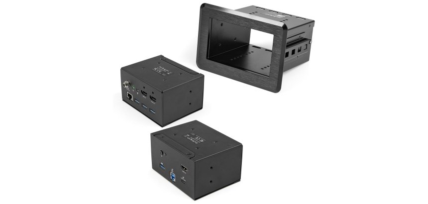 StarTech.com Conference Room Docking Station - Universal Laptop Dock - 4K HDMI, 60W Power Delivery, USB Hub, GbE, Audio - In-Table Connectivity Box For Huddle/Boardroom Collaboration Space