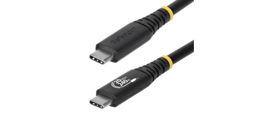 StarTech.com Câble USB 4 de 2 m, 20 Gbps, Câble USB-C Certifié USB-IF, PD EPR 240 W, DP 2.1 4K 120 Hz, Gaine TPE, Cordon USB-C Noir