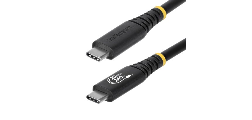 StarTech.com Câble USB 4 de 2 m, 20 Gbps, Câble USB-C Certifié USB-IF, PD EPR 240 W, DP 2.1 4K 120 Hz, Gaine TPE, Cordon USB-C Noir
