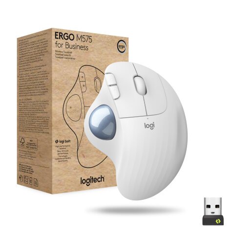 Logitech ERGO M575 for Business souris Bureau Droitier RF sans fil + Bluetooth Trackball 2000 DPI