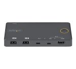 StarTech.com Switch KVM Hybride 2 Ports USB-A + HDMI & USB-C - Écran Unique HDMI 2.0 4K 60Hz - Commutateur KVM Compact HDMI Desktop et/ou Laptop - Alimenté par Bus USB - Compatible Thunderbolt 3