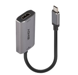 Lindy 43327 câble vidéo et adaptateur 0,11 m USB Type-C HDMI Noir, Gris