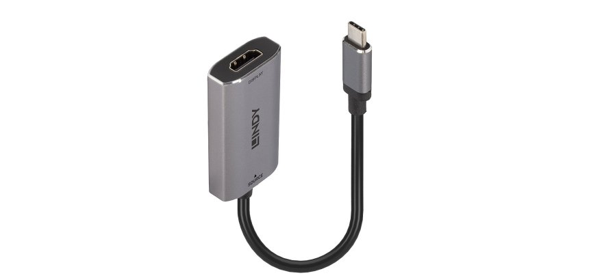 Lindy 43327 câble vidéo et adaptateur 0,11 m USB Type-C HDMI Noir, Gris