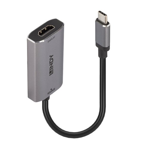 Lindy 43327 câble vidéo et adaptateur 0,11 m USB Type-C HDMI Noir, Gris