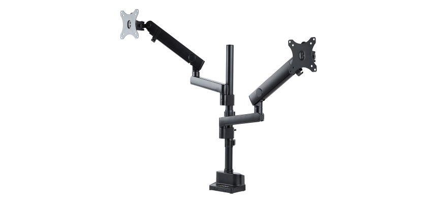 StarTech.com Support Double Écran PC - Bras Double Moniteur VESA - 32" 8kg - Empilables Verticalement - Porte 2 Écrans Hauteur Réglable/Articulé - Fixation Pince/œillet