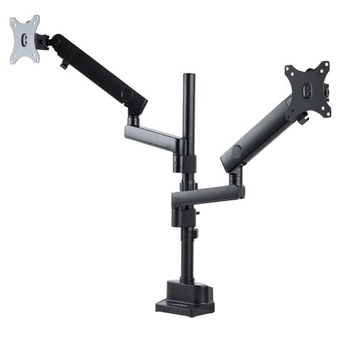 StarTech.com Brazo de Soporte para Dos Monitores - Base Soporte de Movimiento Articulado y Altura Ajustable para 2 Monitores VESA de hasta 32 Pulgadas 8kg - Grommet o Mordaza