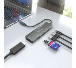 AISENS USB-C Dock 6 en 1, USB-C A, 1x HDMI, 2x USB-A, 1x USB-C PD 100W, 1x SD, 1x MicroSD, Gris, 15cm