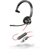 POLY Auriculares monoaurales Blackwire 3310 con certificación Microsoft Teams USB-C + Adaptador USB-C/A