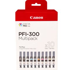 Canon PFI-300 cartucho de tinta 10 pieza(s) Original Negro, Azul, Cian, Gris, Magenta, Foto negro, Foto magenta, Rojo, Amarillo