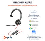 HP Poly Micro-casque Poly Blackwire 3310 monaural USB-C + adaptateur USB-C/A