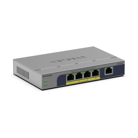 NETGEAR GS105P Non-géré Gigabit Ethernet (10/100/1000) Connexion Ethernet, supportant l'alimentation via ce port (PoE) Montage sur le bureau ou sur le mur Gris