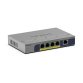 NETGEAR GS105P Non-géré Gigabit Ethernet (10/100/1000) Connexion Ethernet, supportant l'alimentation via ce port (PoE) Montage sur le bureau ou sur le mur Gris