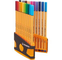 Stylo-feutre stabilo point 88 color parade pointe fine      0,4mm coloris assortis pack   de 20