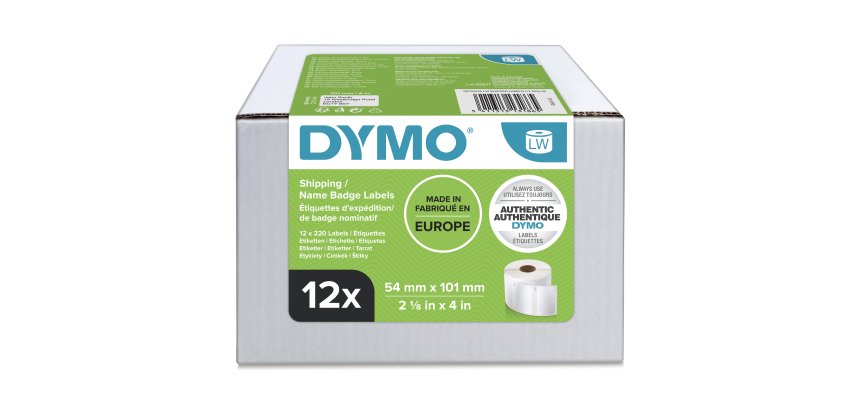 DYMO LW etichette per spedizioni grandi | 54 mm x 101 mm | 12 rotoli da 220 etichette facilmente staccabili (2640 etichette) | autoadesive | per etichettatrici LabelWriter | originali