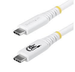 StarTech.com Cable USB4 2m - Cable USB-C Certificado USB-IF - 20Gbps - PD 240W EPR - 4K120 - DP 1.4 - Cable USB Tipo C - Recubrimiento de TPE - Blanco