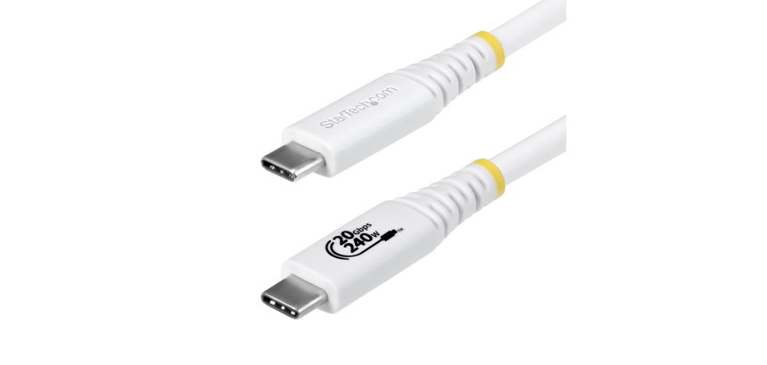 StarTech.com Cable USB4 2m - Cable USB-C Certificado USB-IF - 20Gbps - PD 240W EPR - 4K120 - DP 1.4 - Cable USB Tipo C - Recubrimiento de TPE - Blanco