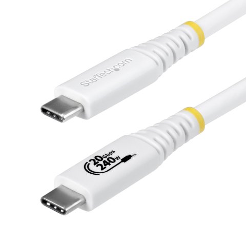 StarTech.com Cable USB4 2m - Cable USB-C Certificado USB-IF - 20Gbps - PD 240W EPR - 4K120 - DP 1.4 - Cable USB Tipo C - Recubrimiento de TPE - Blanco