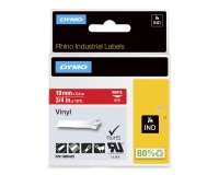 DYMO Rhino Étiquettes en vinyle industrielles | 19 mm x 5,5 m | autocollantes impression en noir sur fond rouge | pour étiqueteuses Rhino et LabelManager