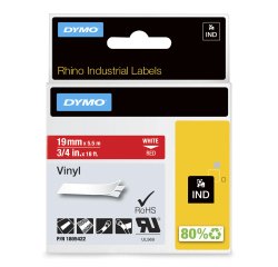 DYMO RHINO Etiquette en vinyle, 19 mm x 5,5 m, noir/