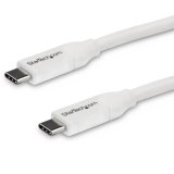 Cable 4m USB-C a USB-C con capacidad para Entrega de Alimentación de 5A - USB Tipo C - Cable de Carga USBC - USB 2.0 - Blanco