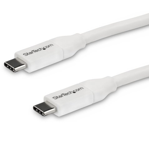 StarTech.com Câble de Charge Rapide USB-C de 4m, Charge et Synchronisation, 100W (5A) PD, USB 2.0, Certifié USB-IF - Cordon de Charge USB C Blanc