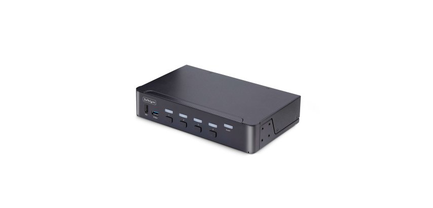 StarTech.com Switch KVM DisplayPort 4 Ports - 8K 60H/4K 144Hz, Écran Unique, DisplayPort 1.4, 2 Ports USB 3.0, 4x USB 2.0 HID, Commutateur KVM, Commutation par Bouton-Poussoir, Conforme TAA - Indépendant de l'OS
