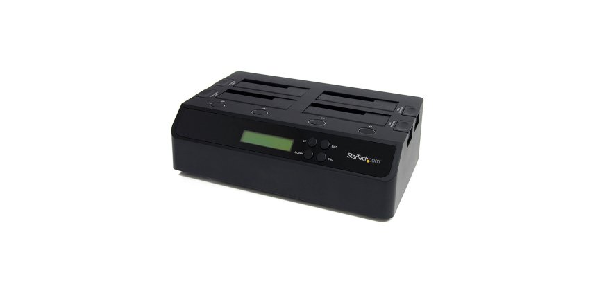 StarTech.com Docking Station per Hard Disk a 4 Slot - Duplicatore ed Eraser USB 3.0/eSATA per SSD/HDD SATA - Dock Standalone 1:3 per Hard Drive con funzione Clone - Carica dall'Alto, non necessita di Attrezzi