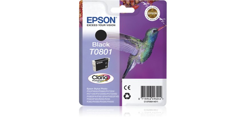 Epson Hummingbird Singlepack Black T0801 Claria Photographic Ink
