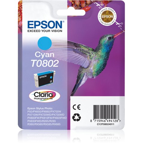 Epson Hummingbird Cartucho T0802 cian (etiqueta RF)