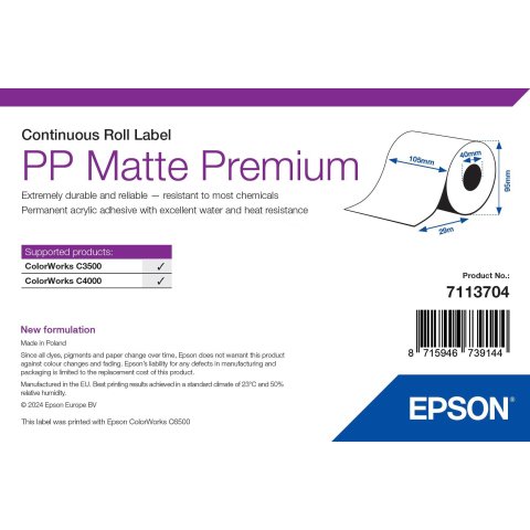 Epson 7113704 etiqueta de impresora Blanco Etiqueta para impresora autoadhesiva