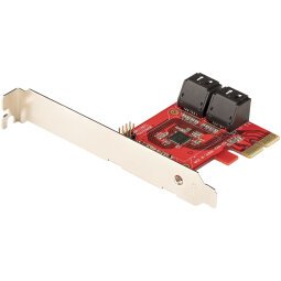 StarTech.com Carte PCI Express SATA 4 ports - Carte Contrôleur PCIe SATA - 6Gbps - ASM1166 Non-Raid - Convertisseur PCI Express 3.0 vers SATA - Connecteurs SATA Empilés - Carte d'Extension SATA