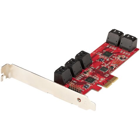 StarTech.com Carte PCI Express SATA 10 ports - Carte Contrôleur PCIe SATA - 6Gbps - ASM1166 Non-Raid - Convertisseur PCI Express 2.0 vers SATA - Connecteurs SATA Empilés - Carte d'Extension SATA