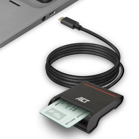 ACT Externe USB-C Smartcard eID Kaartlezer, zwart