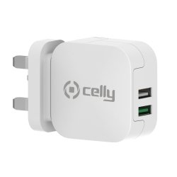 Celly TC2USBTURBOUK mobile device charger Digital camera, Gaming controls, Headphones, Mobile phone, Power bank, Smartphone, Smartwatch, Tablet, Watch, Wearables White AC Fast charging Indoor