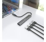 AISENS Hub USB 3.1 USB-C, USB-C/M-4x Tipo A/H, Gris, 15cm